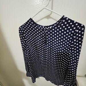 Navy white polka dot blouse